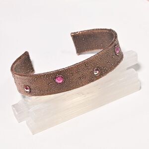 Pink Swarovski Crystal Copper Cuff Bracelet